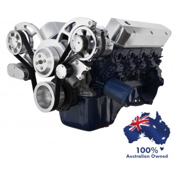 FORD FALCON MUSTANG WINDSOR AU 5.0L & 5.8L SERPENTINE PULLEY/ BRACKET CONVERSION COMPLETE KIT WITH ALTERNATOR ALL INCLUSIVE - POLISHED FINISH